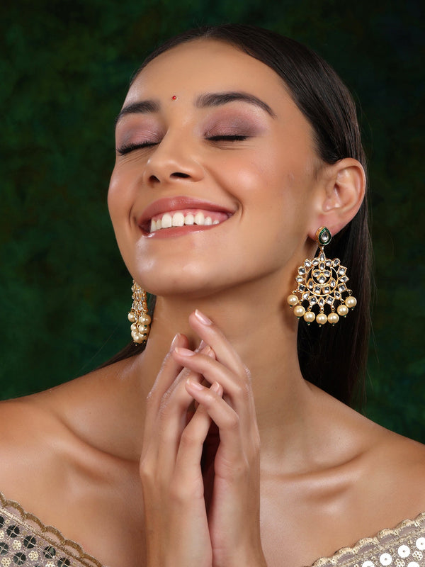 Kundan Chand Earrings - Ruby Raang