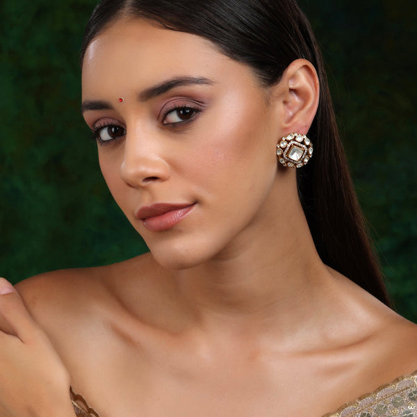 Kundan oversized Studs - Ruby Raang - Distacart