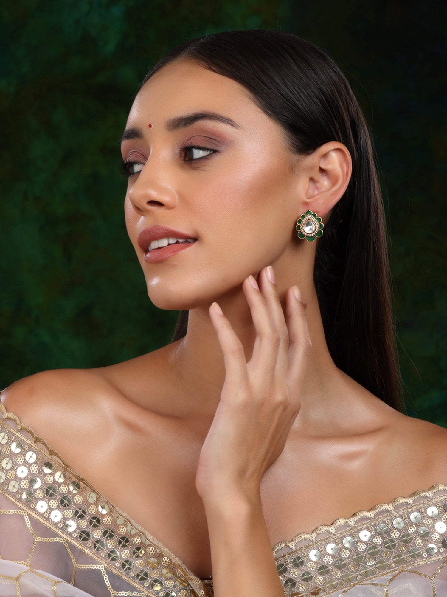 Teardrop Green Studs - Ruby Raang - Distacart