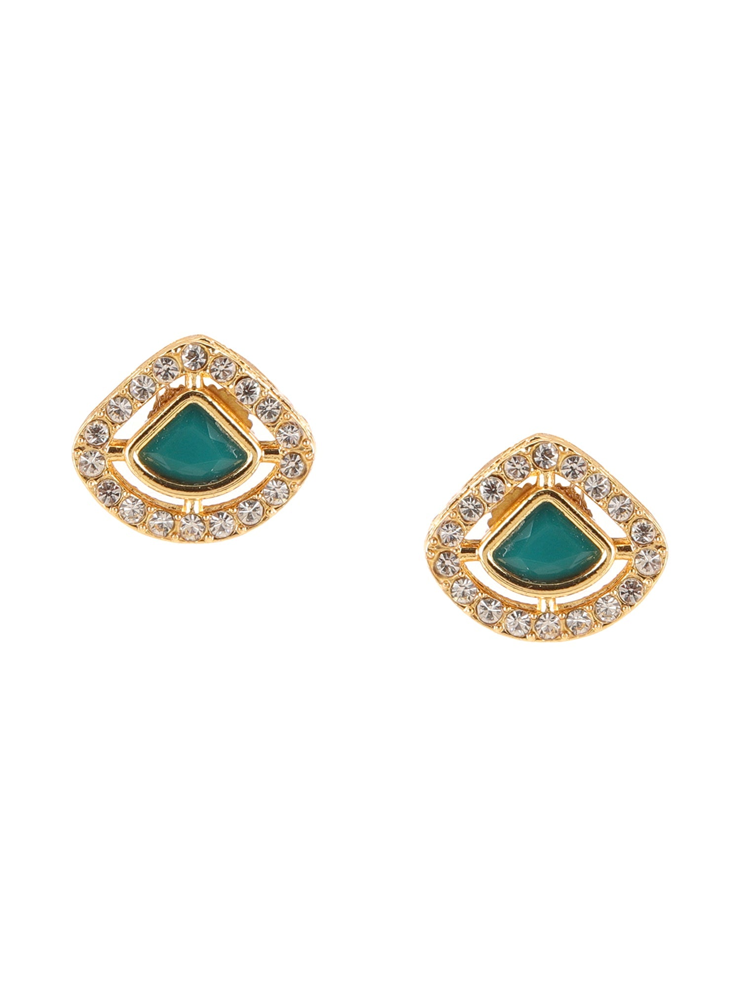 Kundan Studs with Green Stone - Ruby Raang