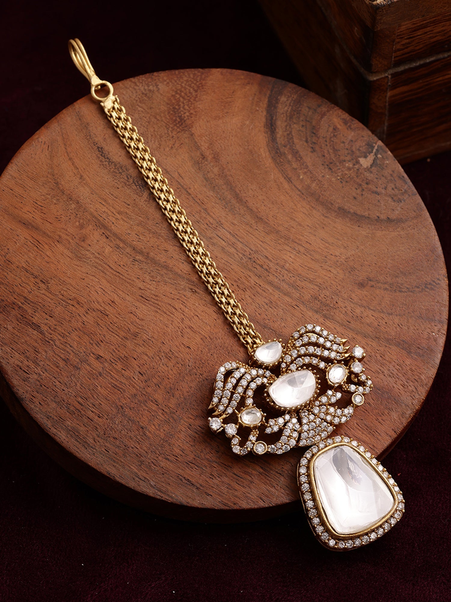 Kundan Maang Tikka with Diamonds - Ruby Raang - Distacart