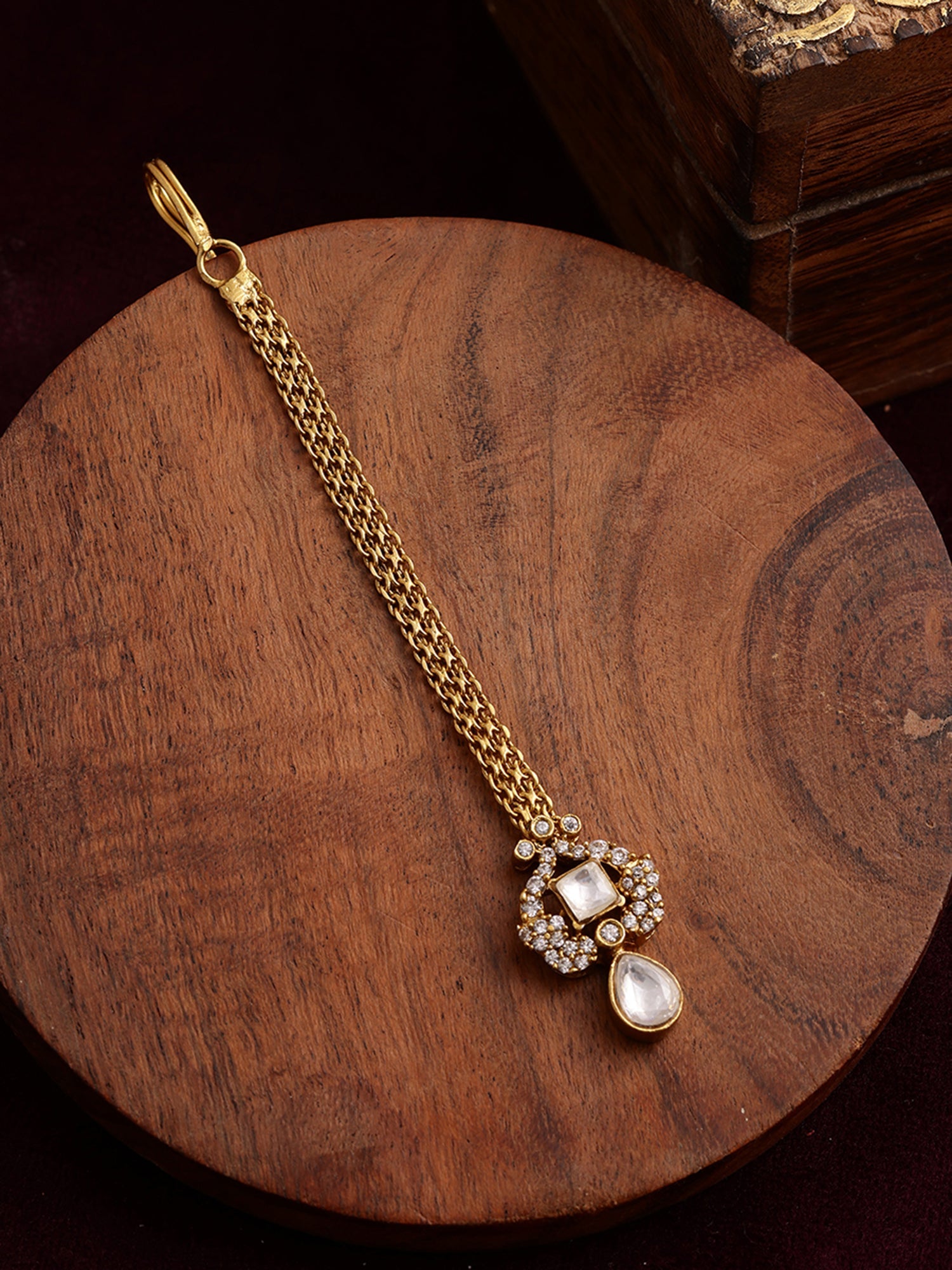 Kundan Maang Tikka with Diamonds - Ruby Raang - Distacart