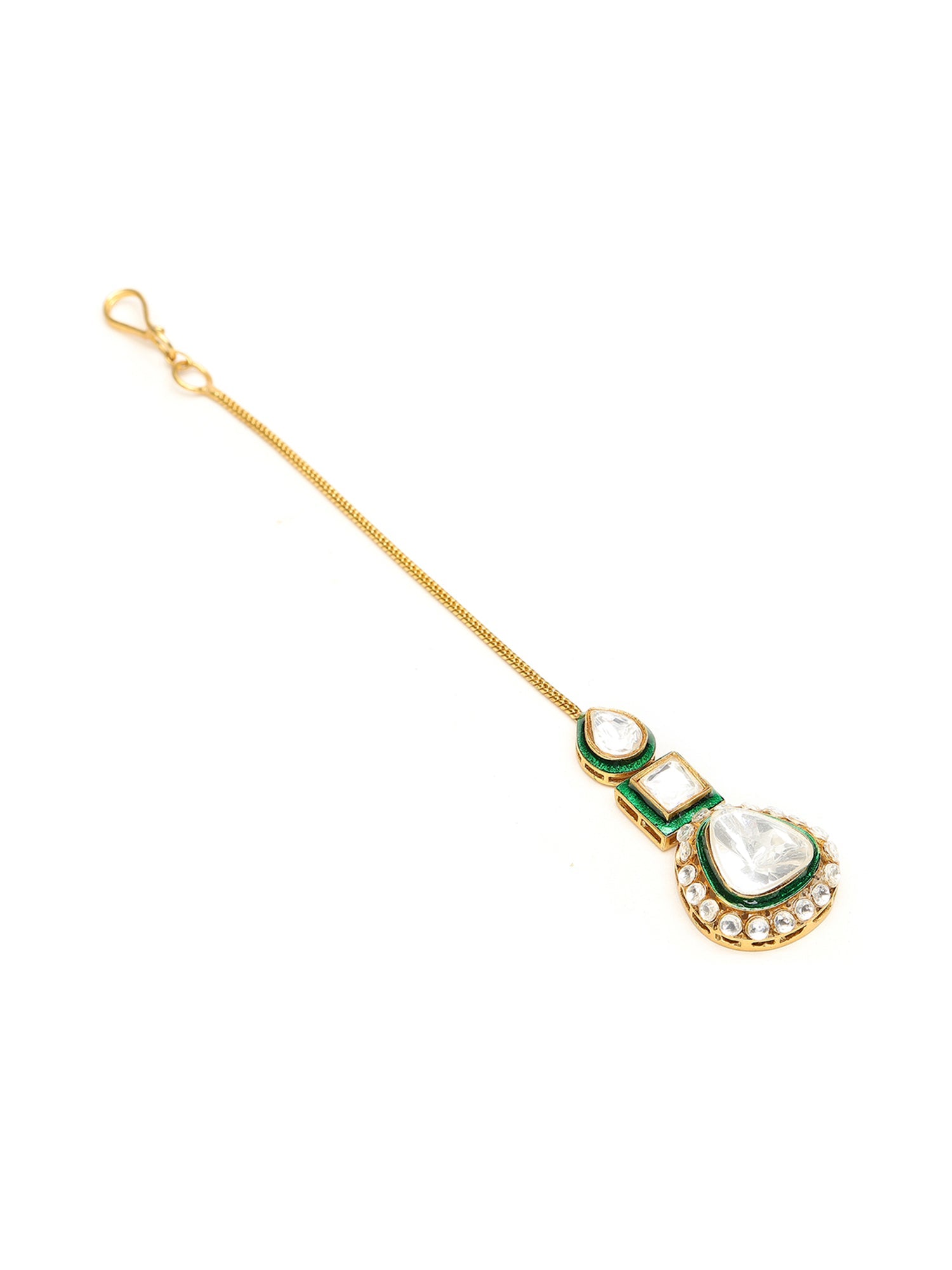 Kundan Maang Tikka with Meenakari - Ruby Raang