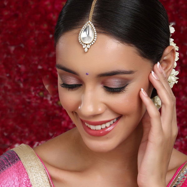 Kundan Maang Tikka with Diamonds - Ruby Raang - Distacart