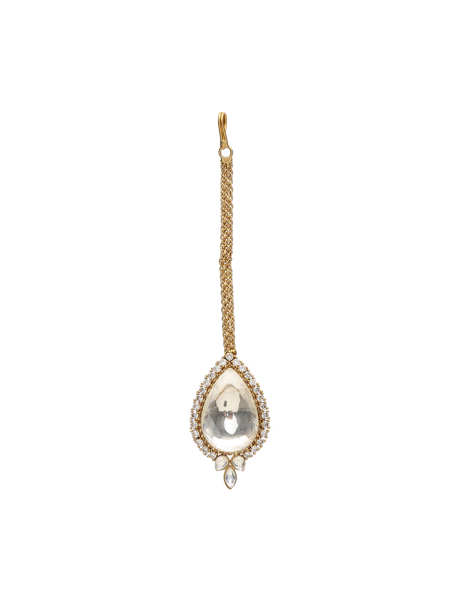 Kundan Maang Tikka with Diamonds - Ruby Raang