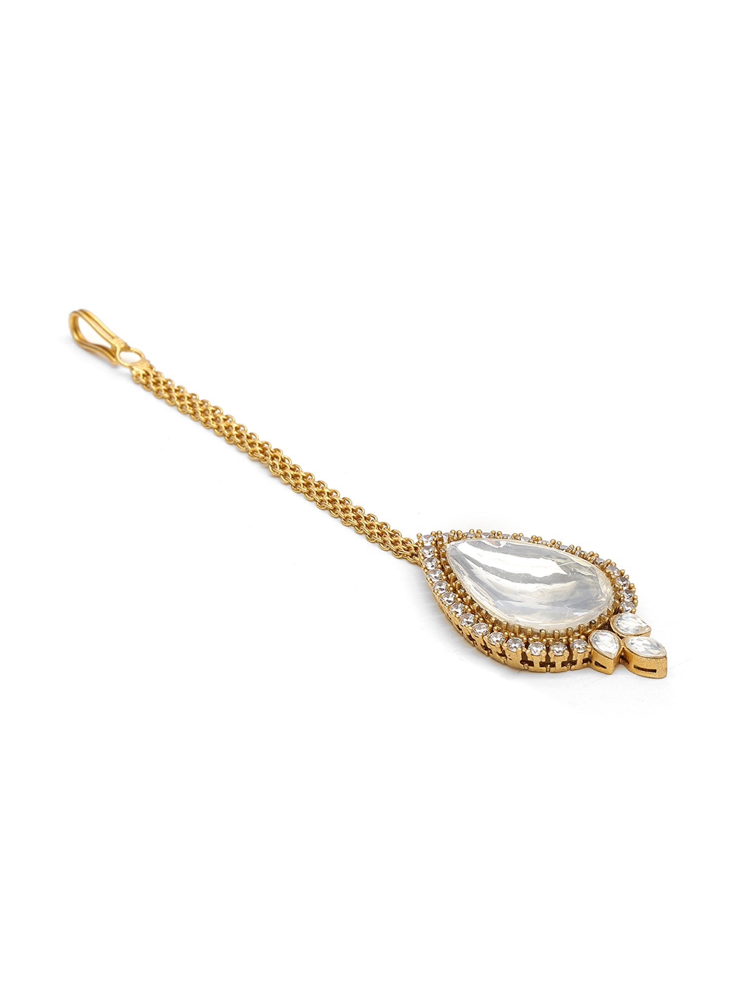 Kundan Maang Tikka with Diamonds - Ruby Raang