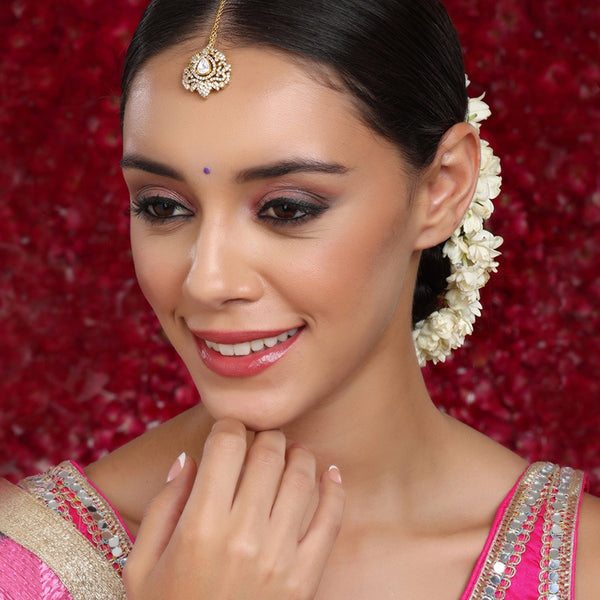 Kundan Maang Tikka with Diamonds - Ruby Raang - Distacart