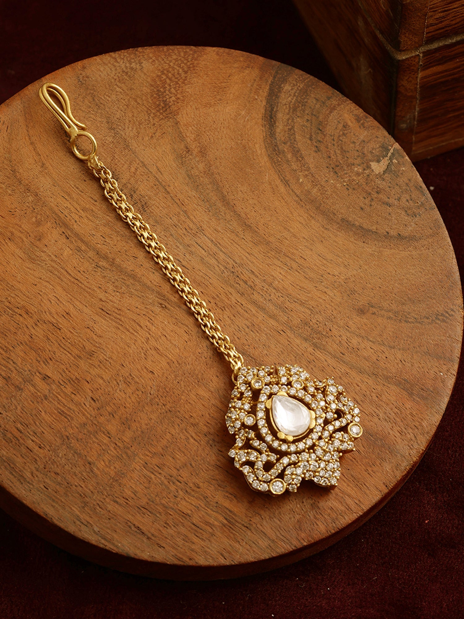 Kundan Maang Tikka with Diamonds - Ruby Raang - Distacart