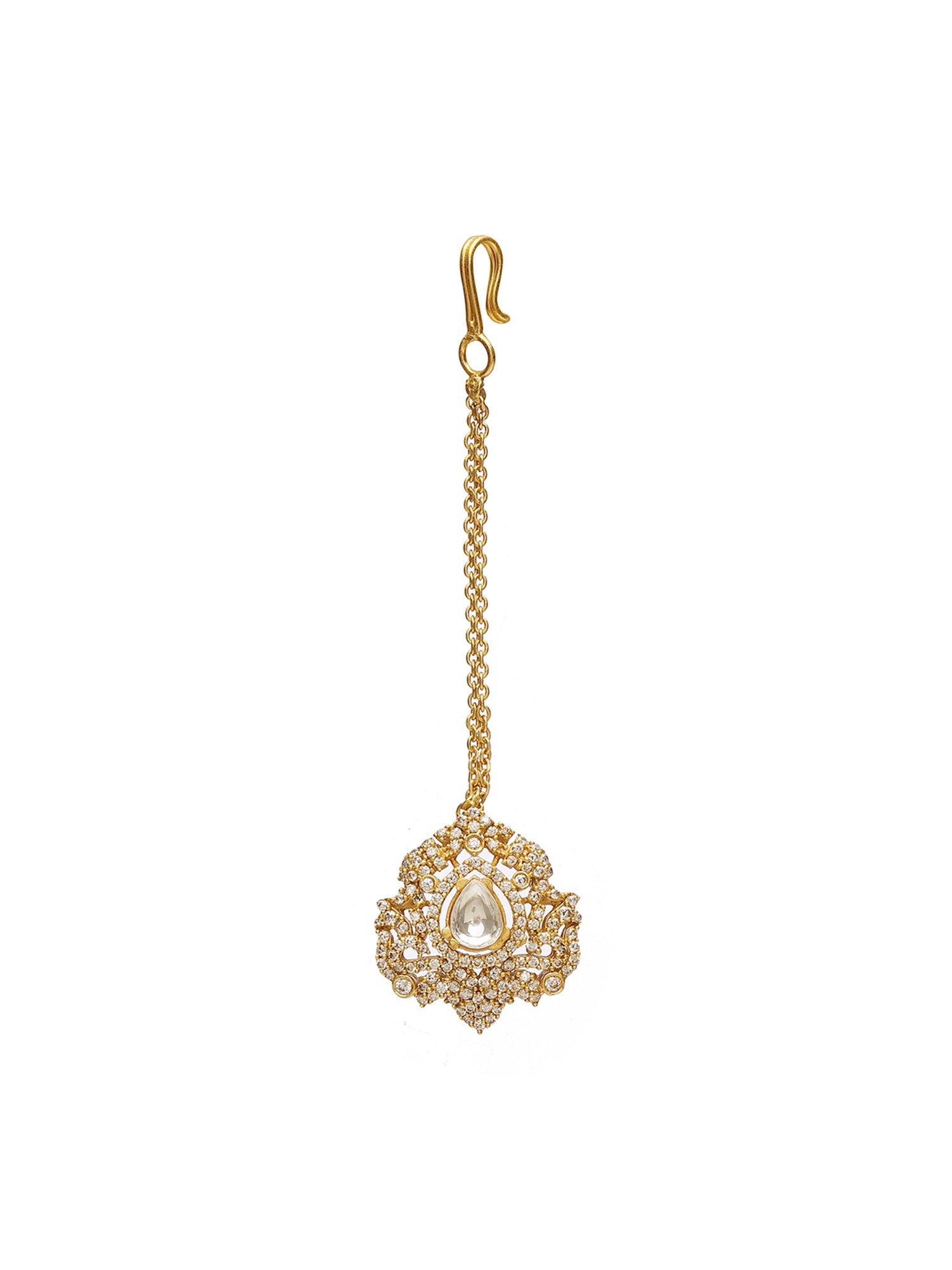 Kundan Maang Tikka with Diamonds - Ruby Raang