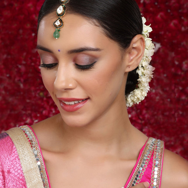 Kundan Maang Tikka with Meenakari - Ruby Raang - Distacart