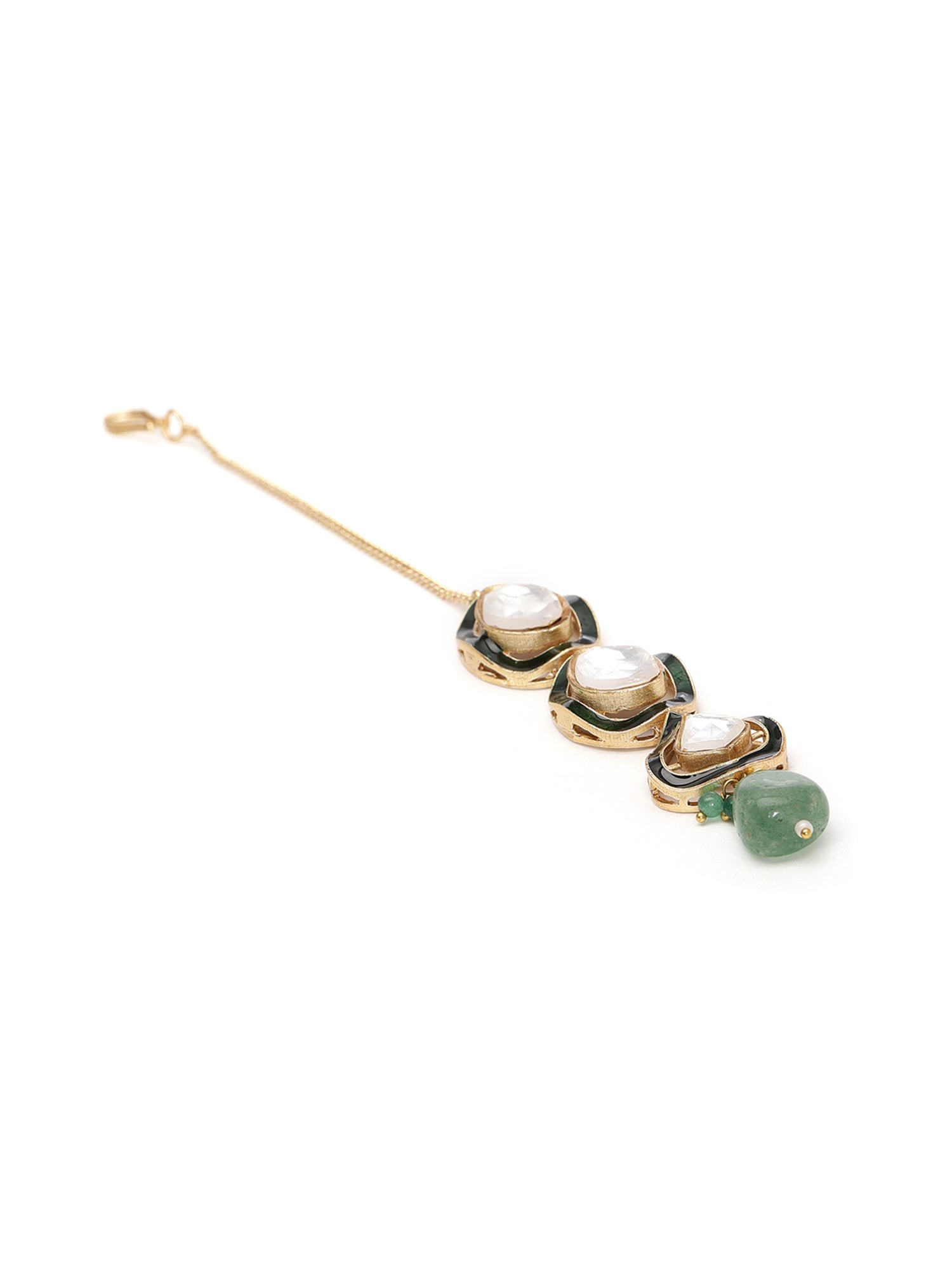 Kundan Maang Tikka with Meenakari - Ruby Raang