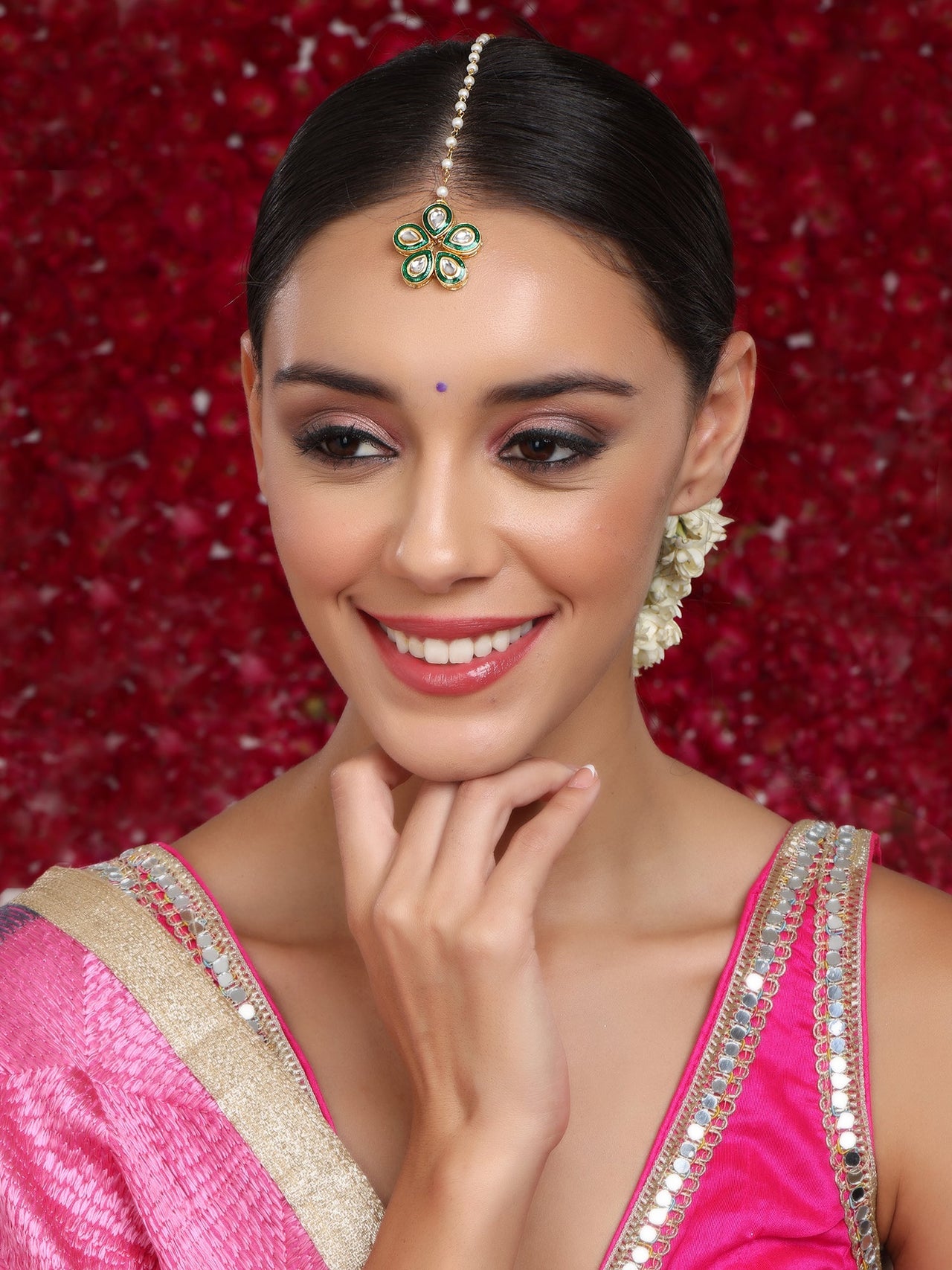 Meenakari Maang Tikka - Ruby Raang