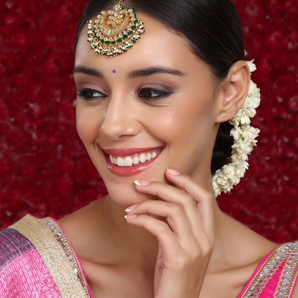 Meenakari and Pearl Kundan Maang Tikka - Ruby Raang - Distacart