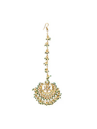 Thumbnail for Meenakari and Pearl Kundan Maang Tikka - Ruby Raang