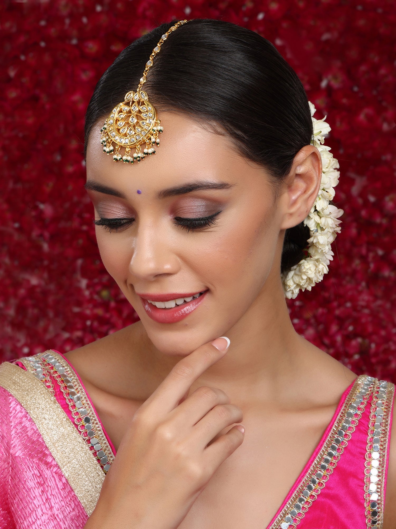 Kundan Chand Maang Tikka - Ruby Raang - Distacart