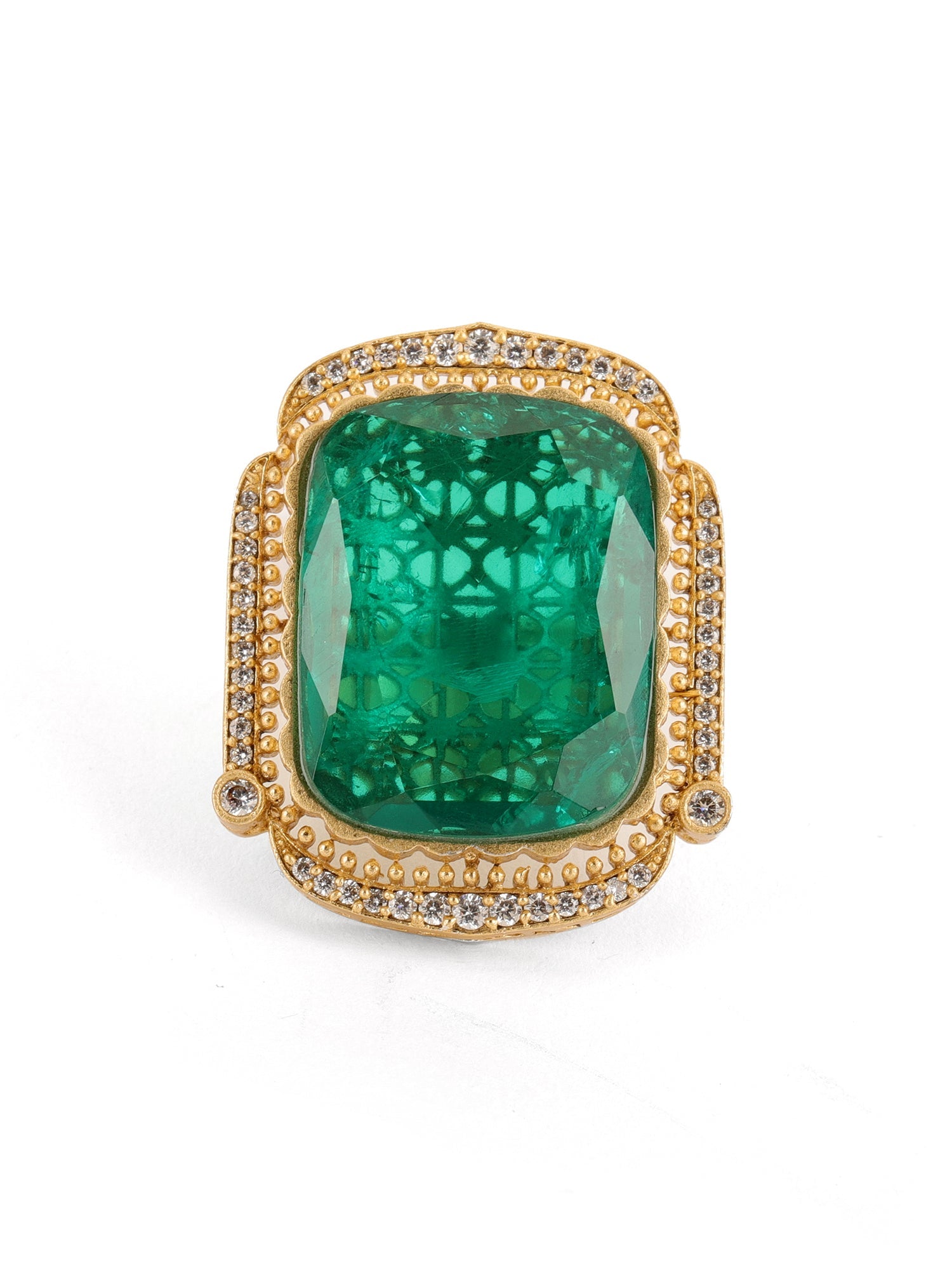 Oversized Emerald Cocktail Ring - Ruby Raang