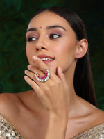 Thumbnail for Half Moon Kundan Ring - Ruby Raang