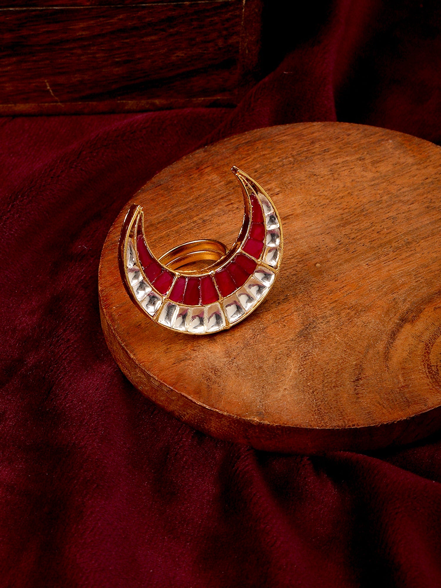 Half Moon Kundan Ring - Ruby Raang - Distacart