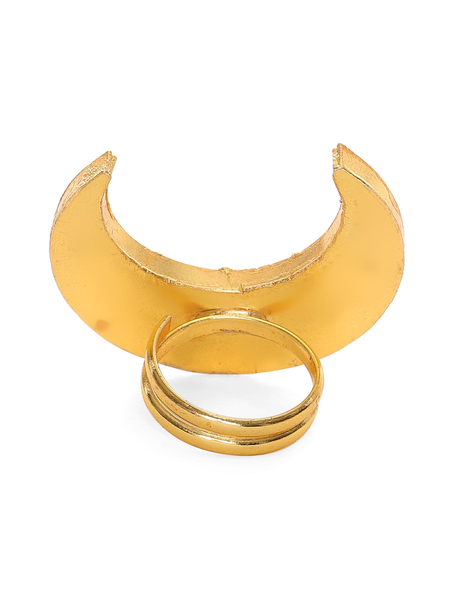 Half Moon Kundan Ring - Ruby Raang