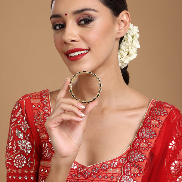 Kundan and Meenakari Bangle - Ruby Raang - Distacart