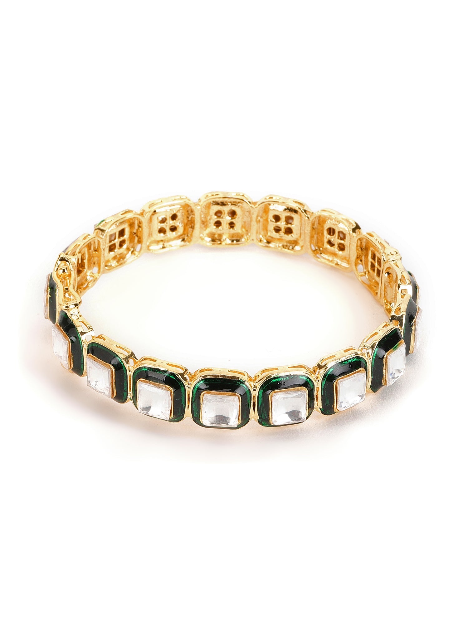 Kundan and Meenakari Bangle - Ruby Raang