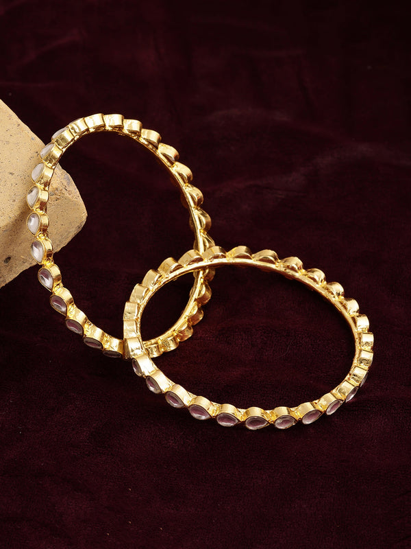 Kundan Bangles (set of 2) - Ruby Raang