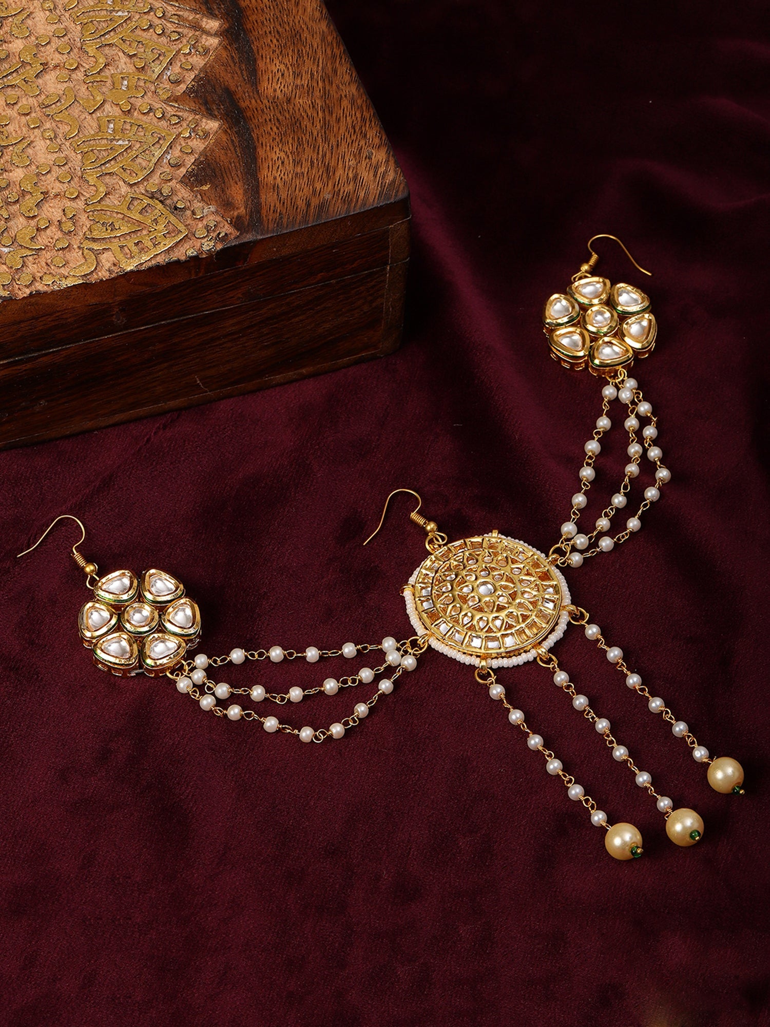 Kundan Juda Pin with Pearls - Ruby Raang - Distacart