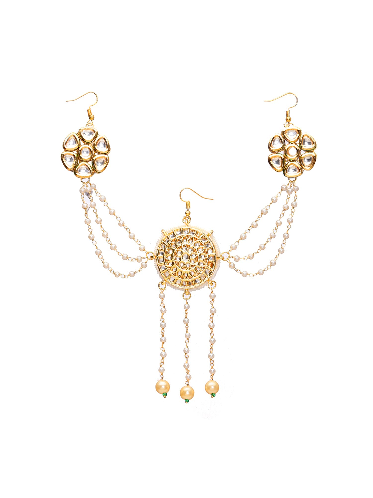 Kundan Juda Pin with Pearls - Ruby Raang