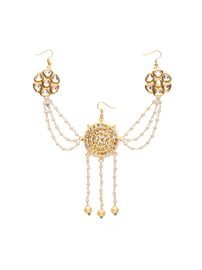 Kundan Juda Pin with Pearls - Ruby Raang - Distacart