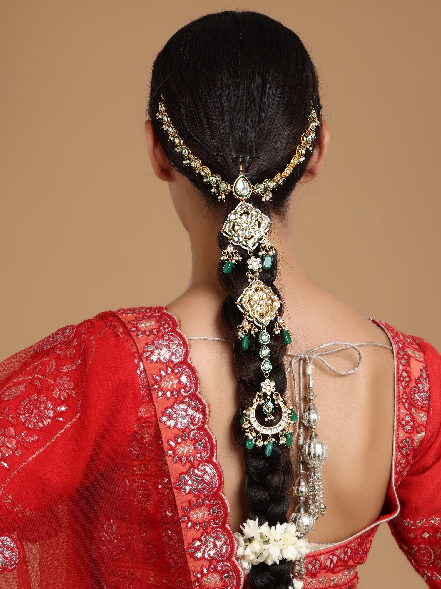 Kundan and Stone Hair Braid (Chotti) - Ruby Raang - Distacart