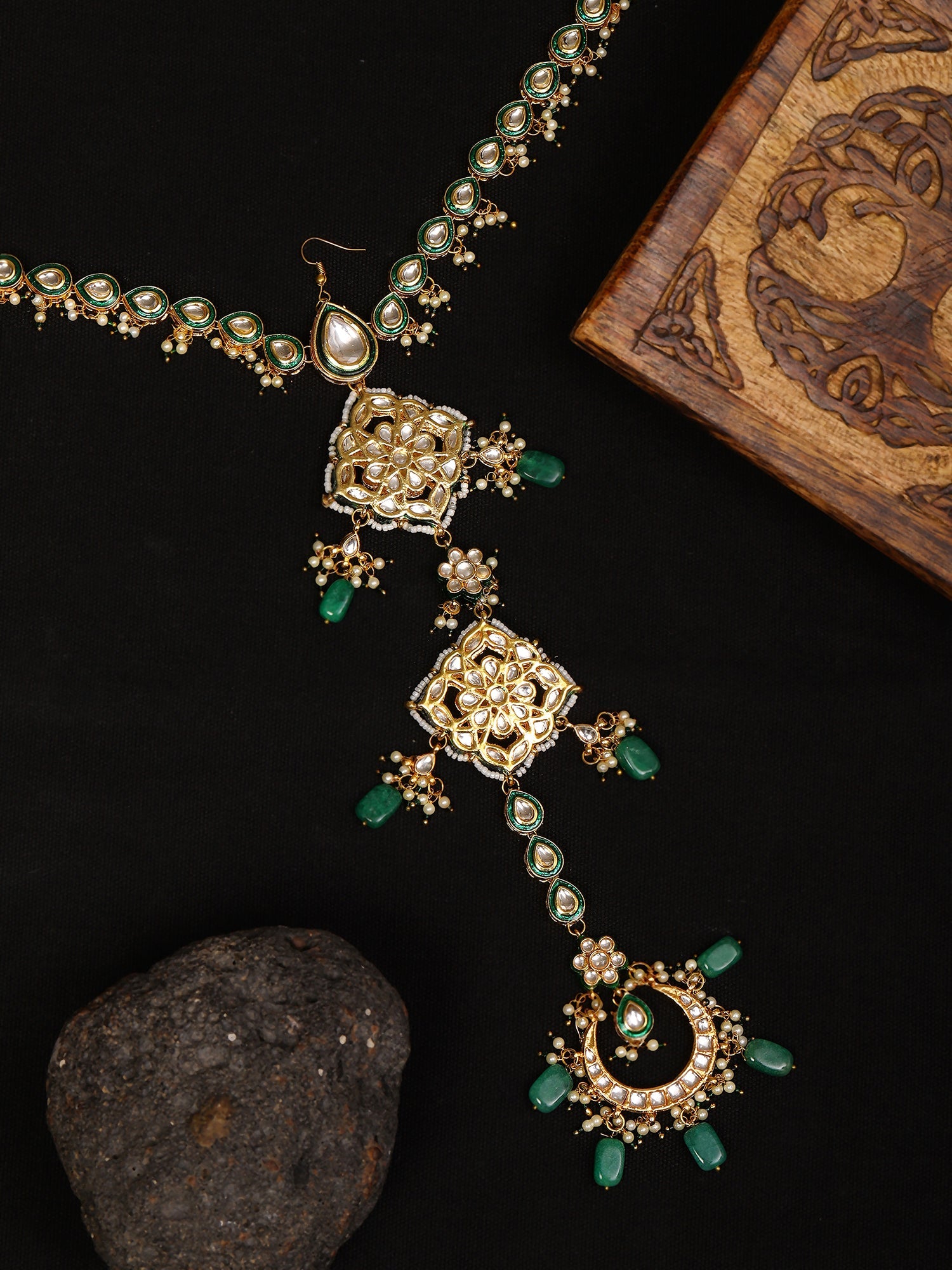 Kundan and Stone Hair Braid (Chotti) - Ruby Raang - Distacart