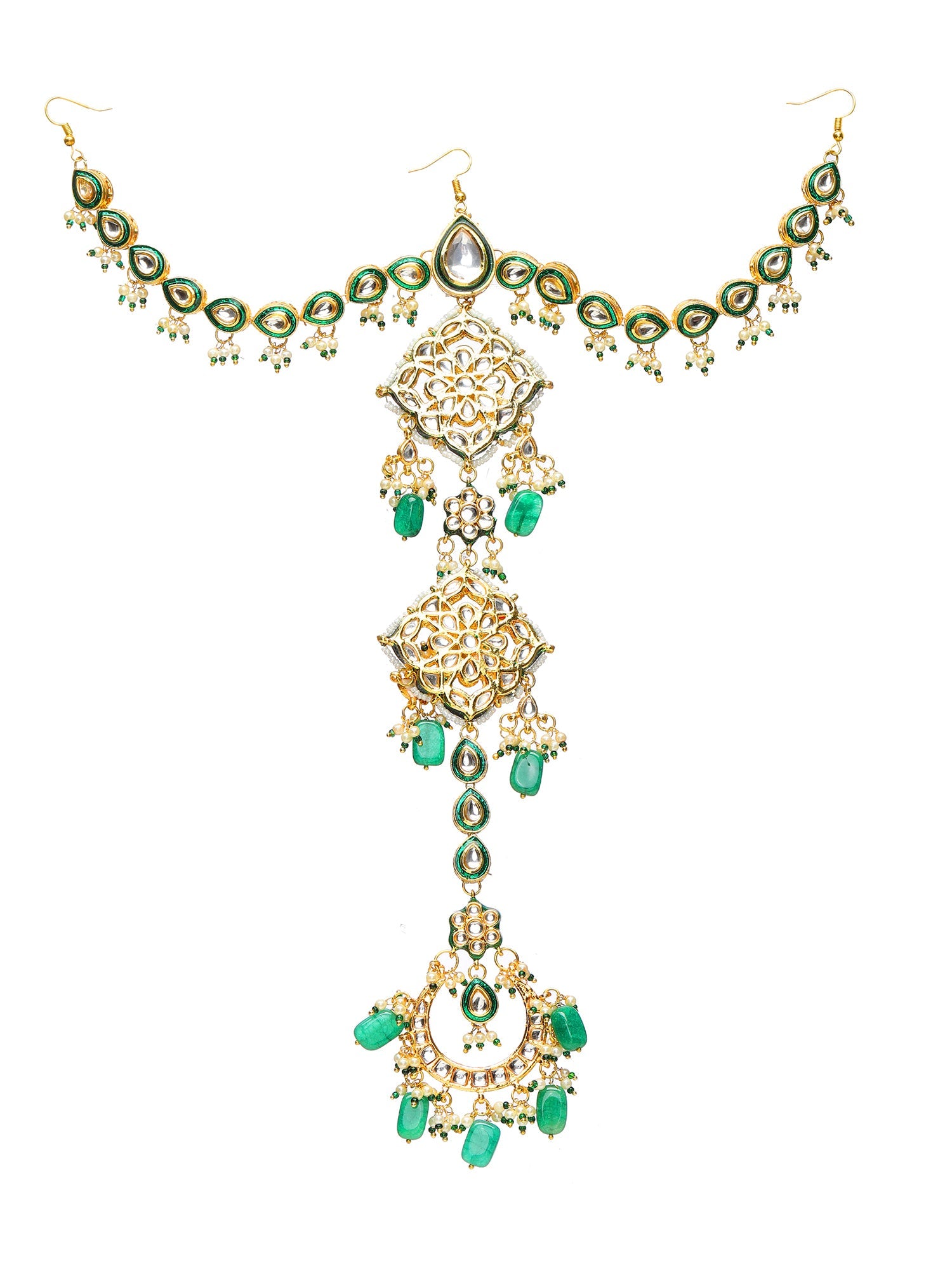 Kundan and Stone Hair Braid (Chotti) - Ruby Raang