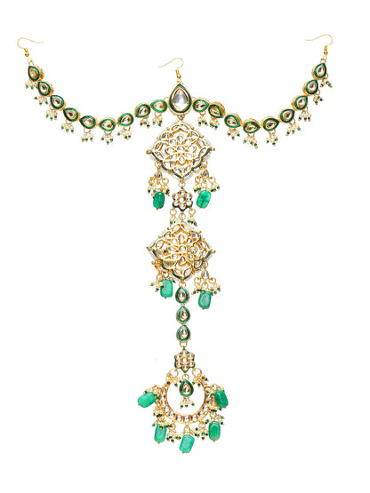 Kundan and Stone Hair Braid (Chotti) - Ruby Raang - Distacart