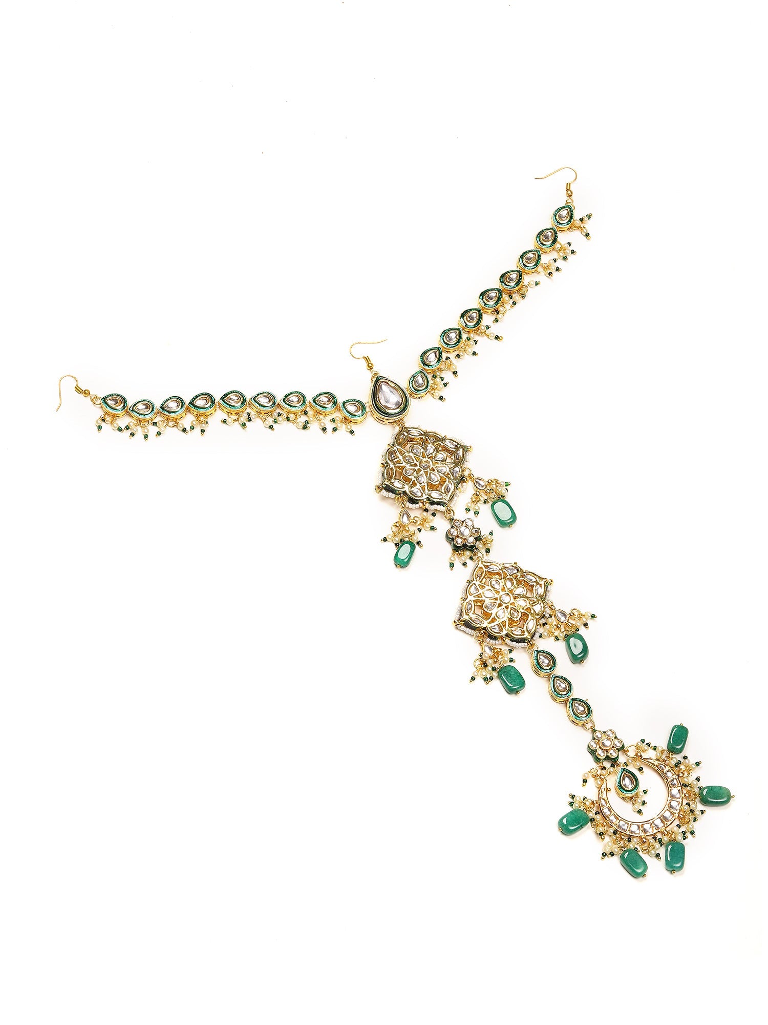 Kundan and Stone Hair Braid (Chotti) - Ruby Raang