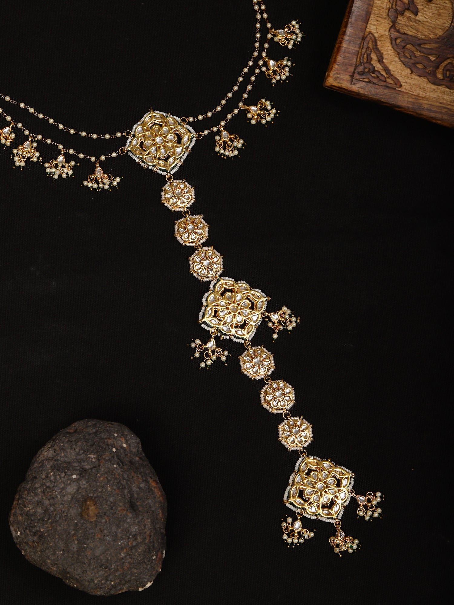 Kundan and Pearl Hair Braid (Chotti) - Ruby Raang - Distacart