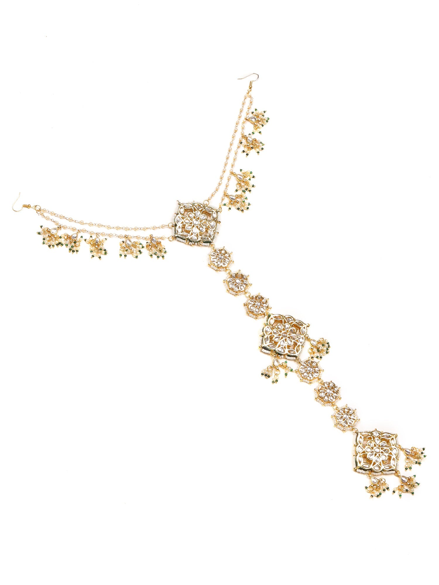 Kundan and Pearl Hair Braid (Chotti) - Ruby Raang