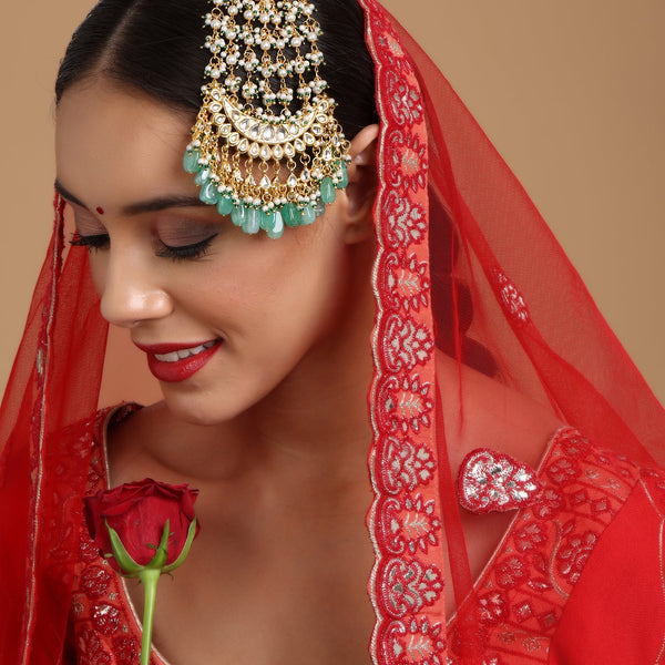 Kundan and Stone Passa/Jhoomer - Ruby Raang - Distacart