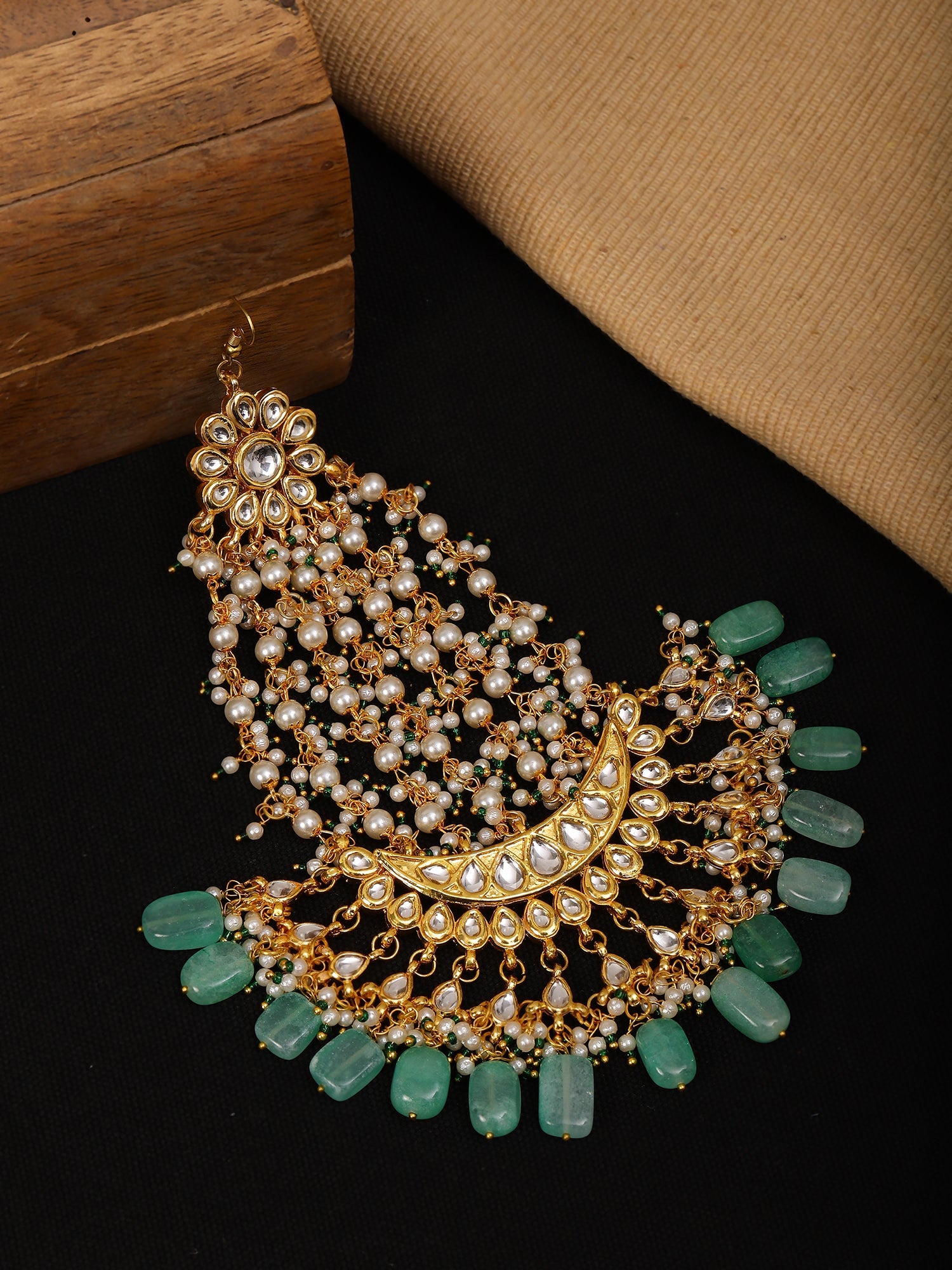 Kundan and Stone Passa/Jhoomer - Ruby Raang - Distacart