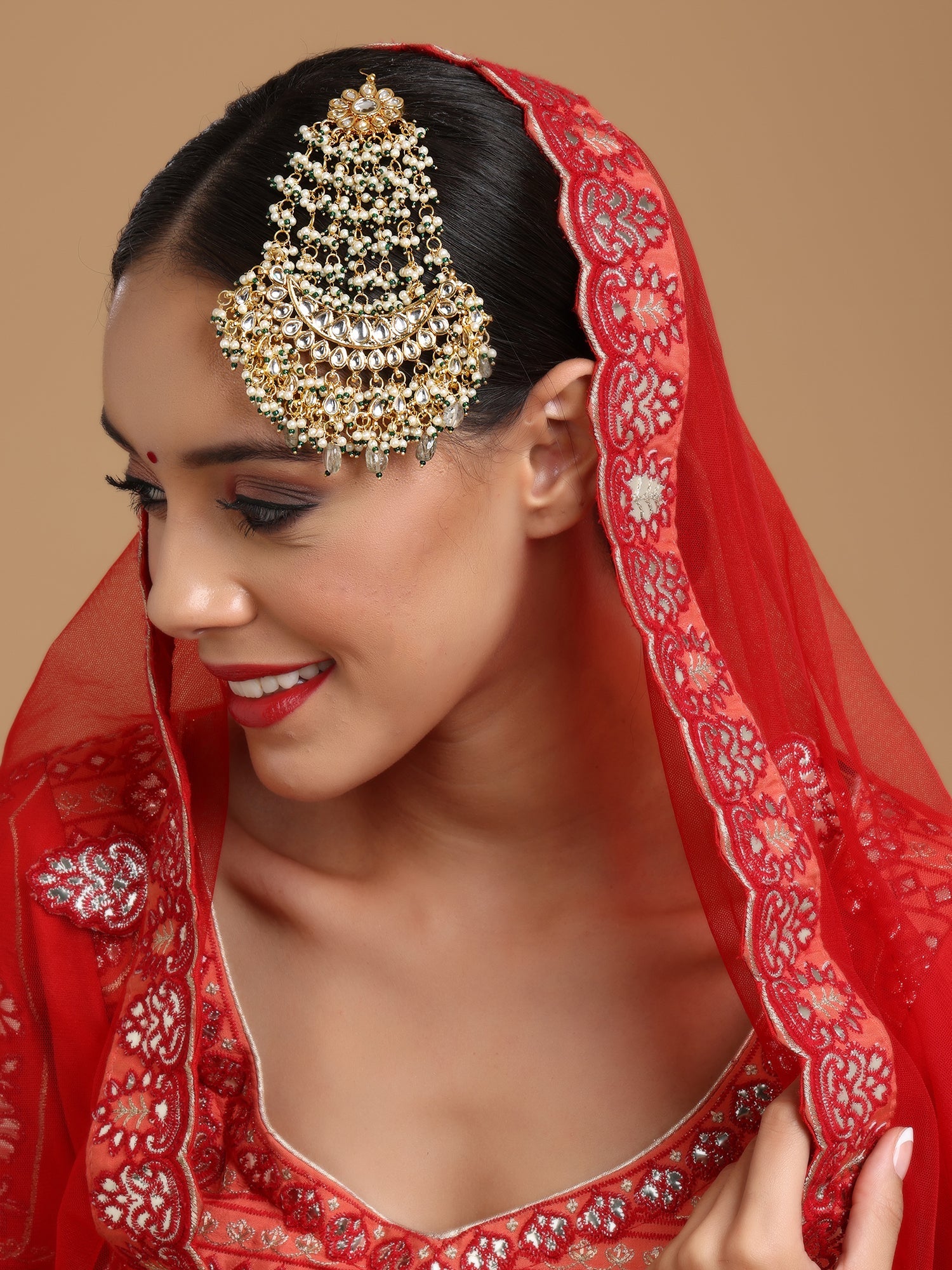 Kundan and Stone Passa/Jhoomer - Ruby Raang - Distacart