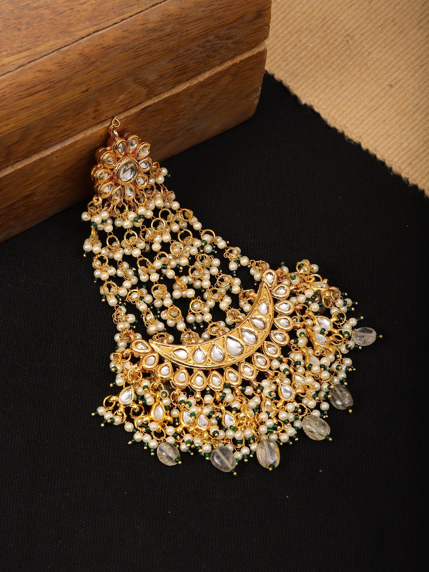 Kundan and Stone Passa/Jhoomer - Ruby Raang - Distacart