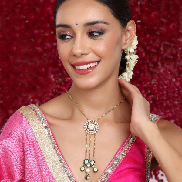 Kundan Long Necklace - Ruby Raang - Distacart