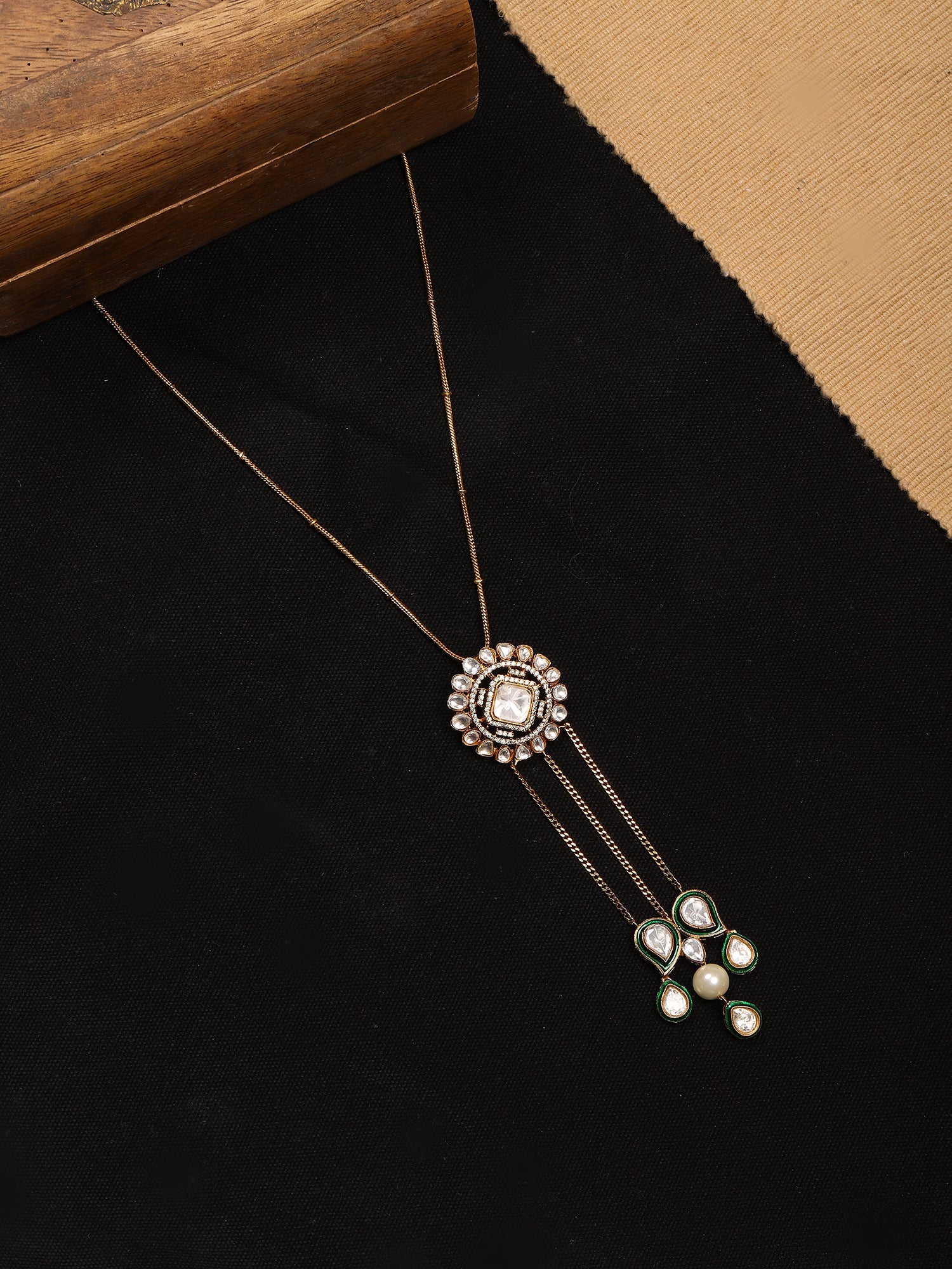 Kundan Long Necklace - Ruby Raang - Distacart