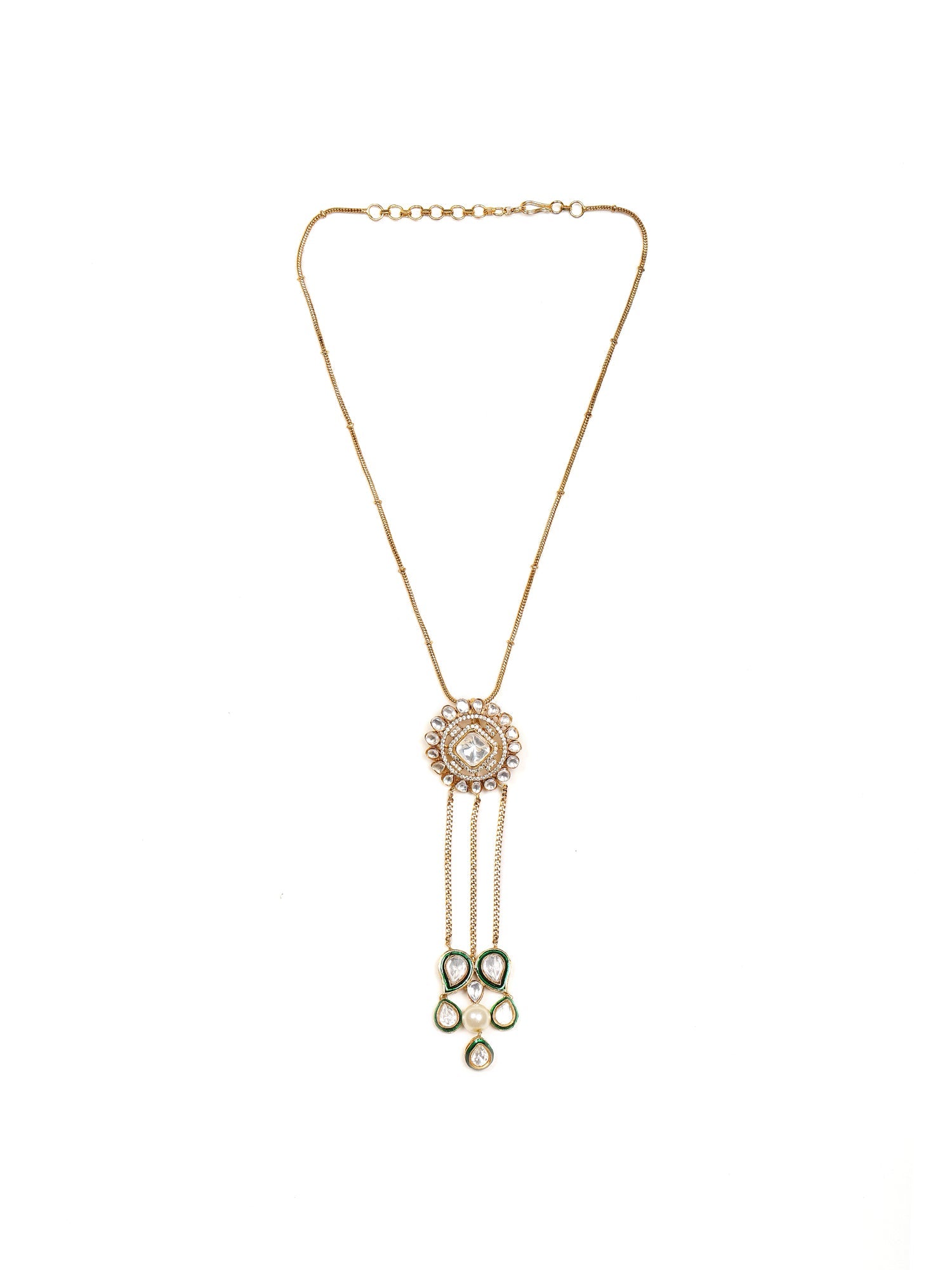 Kundan Long Necklace - Ruby Raang