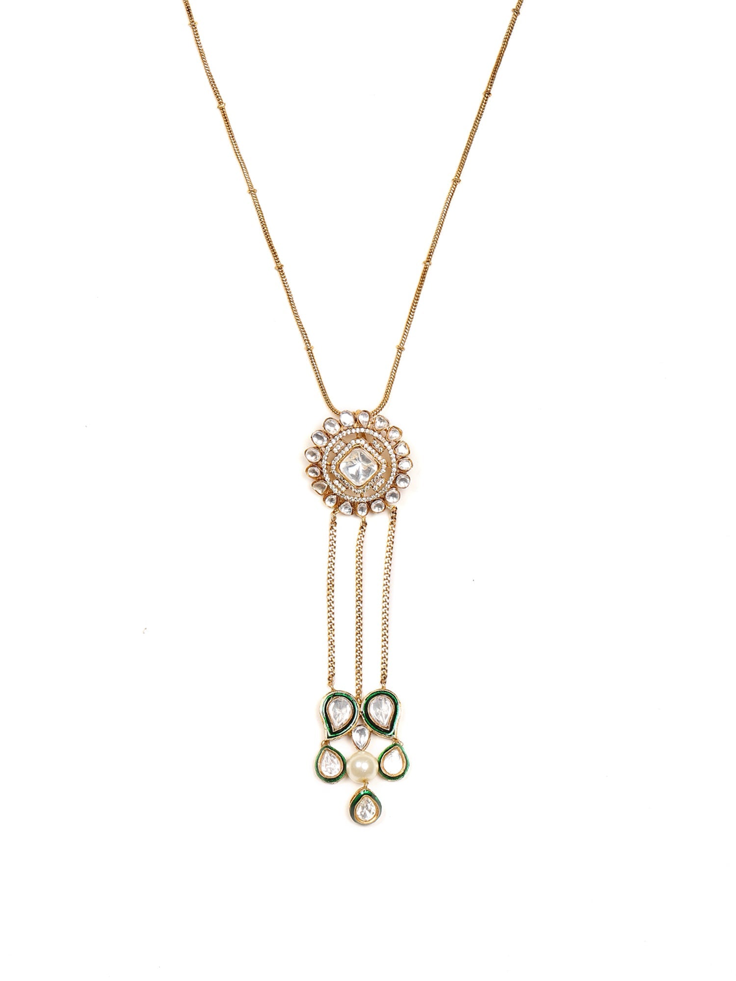 Kundan Long Necklace - Ruby Raang