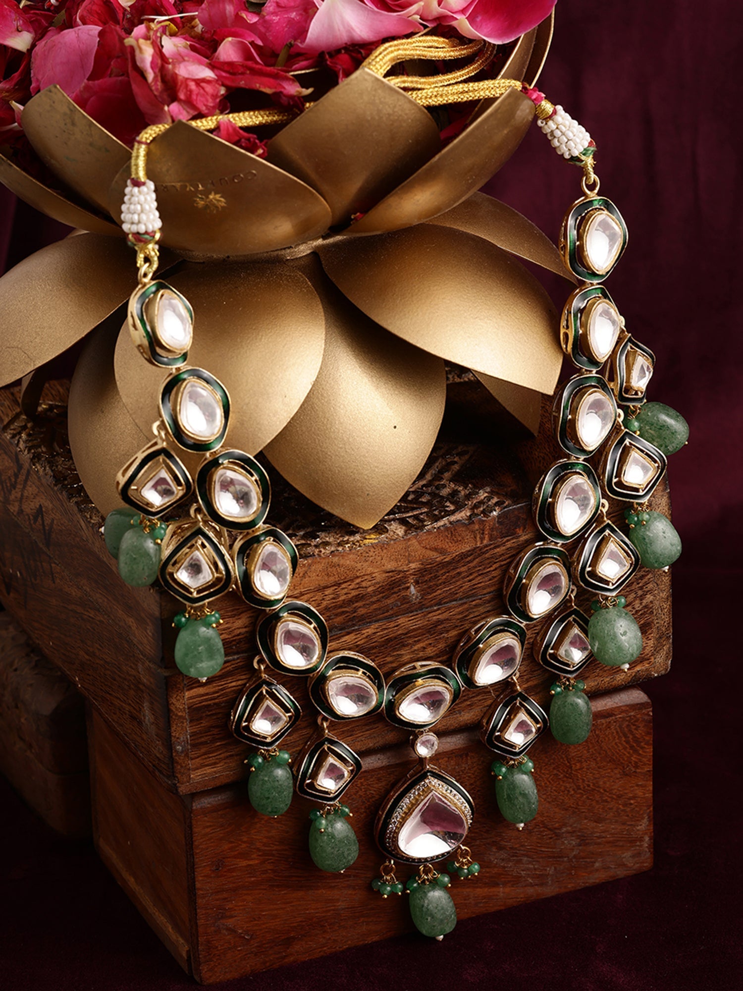 Kundan and Stone Meenakari Necklace - Ruby Raang - Distacart