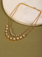 Thumbnail for Double Layered Kundan Neckpiece - Ruby Raang