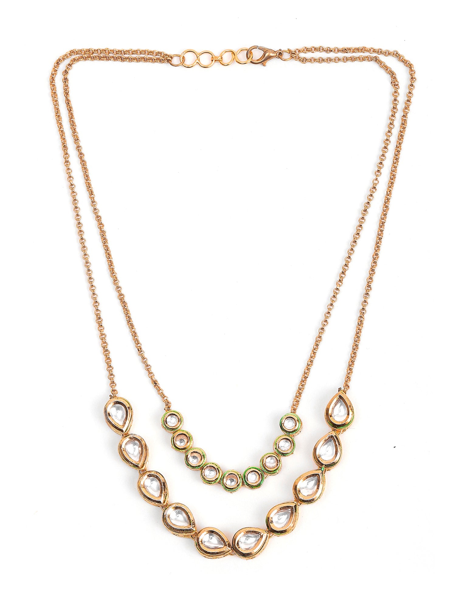Double Layered Kundan Neckpiece - Ruby Raang
