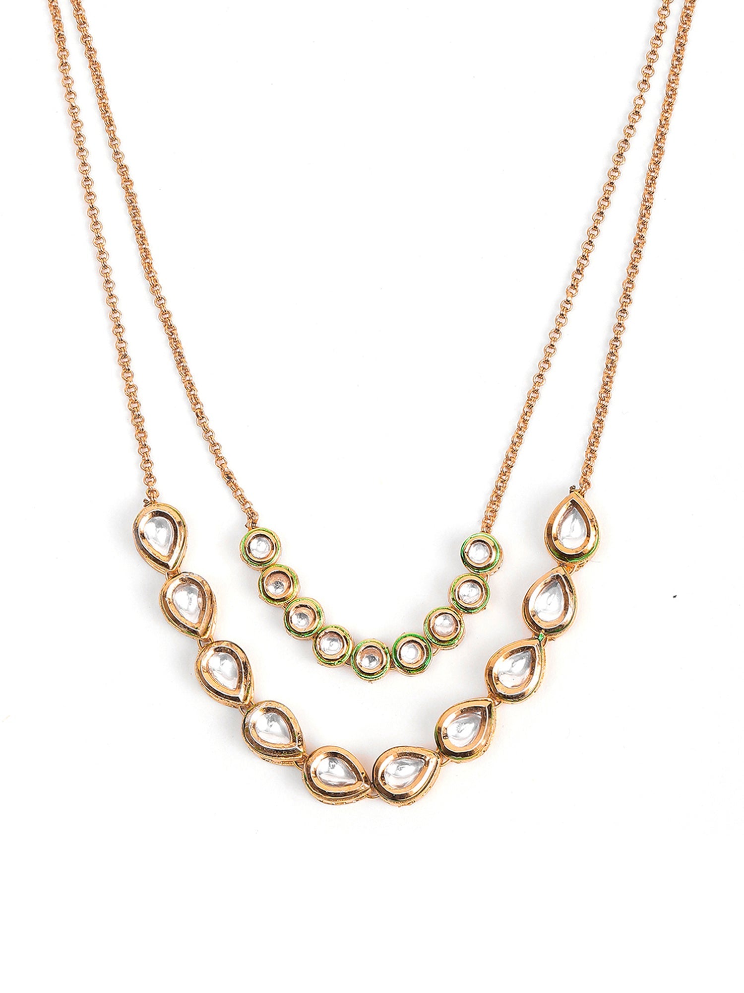 Double Layered Kundan Neckpiece - Ruby Raang