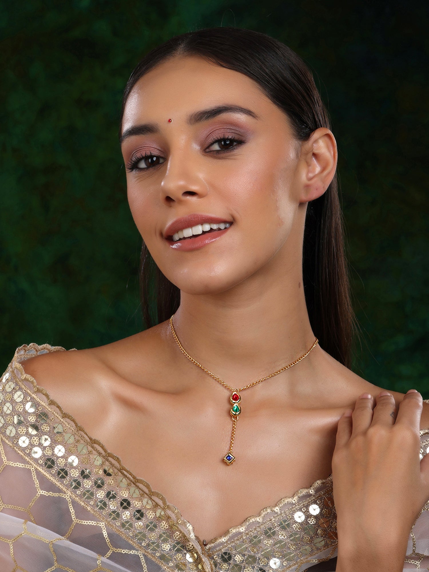 Multi Meenakari Kundan Necklace - Ruby Raang - Distacart