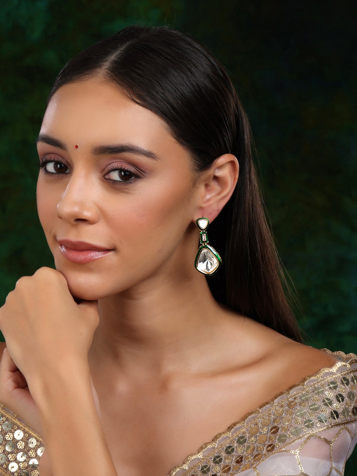 Kundan and Meenakari Earrings - Ruby Raang - Distacart